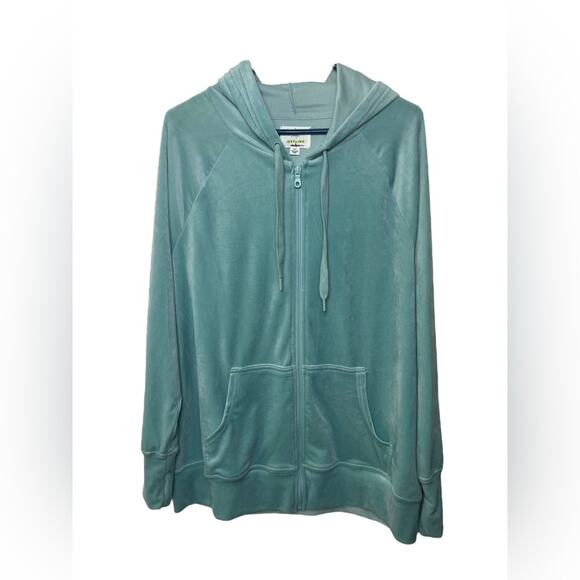 Aerie Soft Velvet Turquoise Full Zip Hooded Long Sleeve Jacket Women’s M - Picture 6 of 8